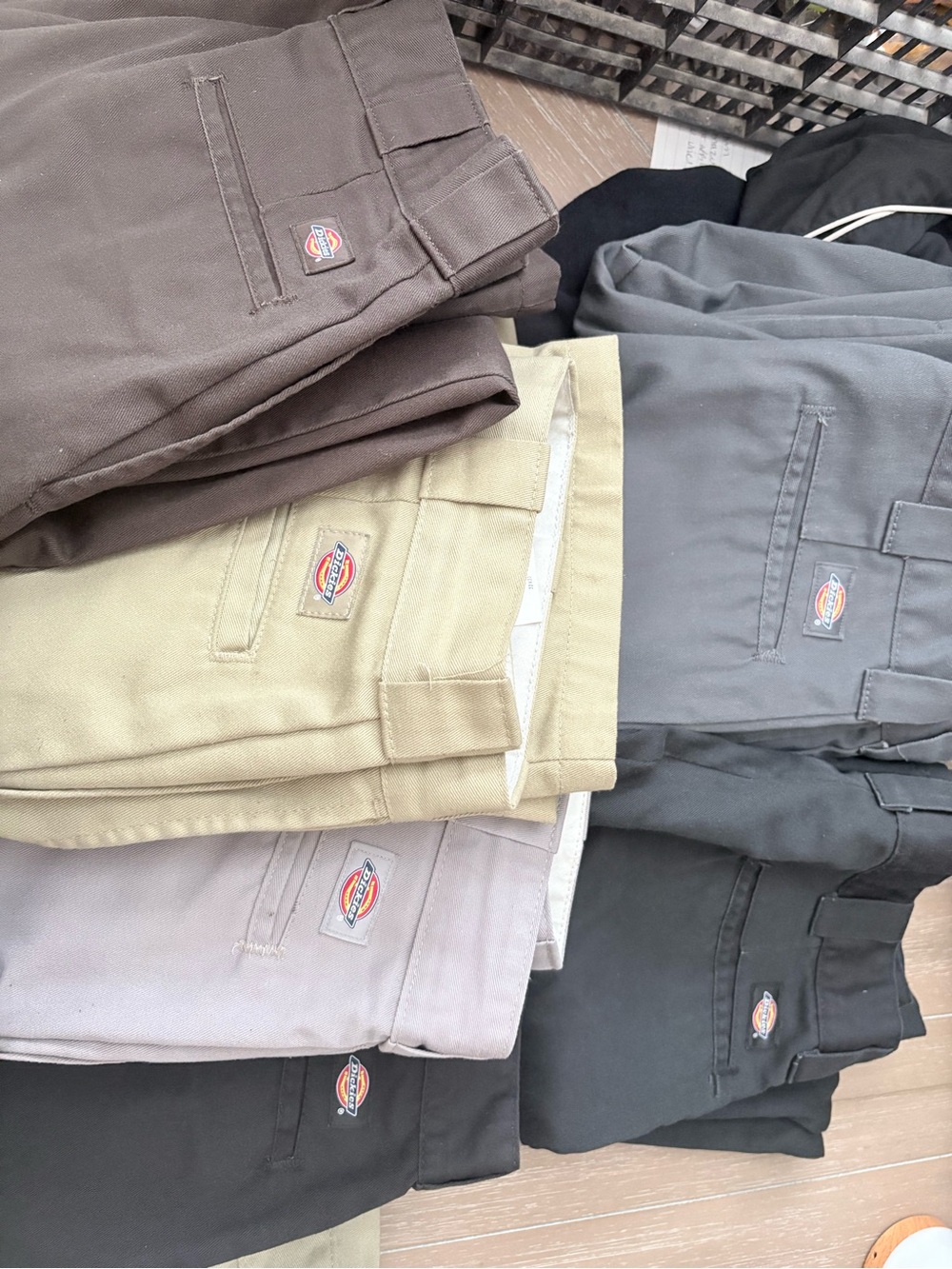 6 Dickies Work Pants Bundle in Brown, Khaki, Gray, Black